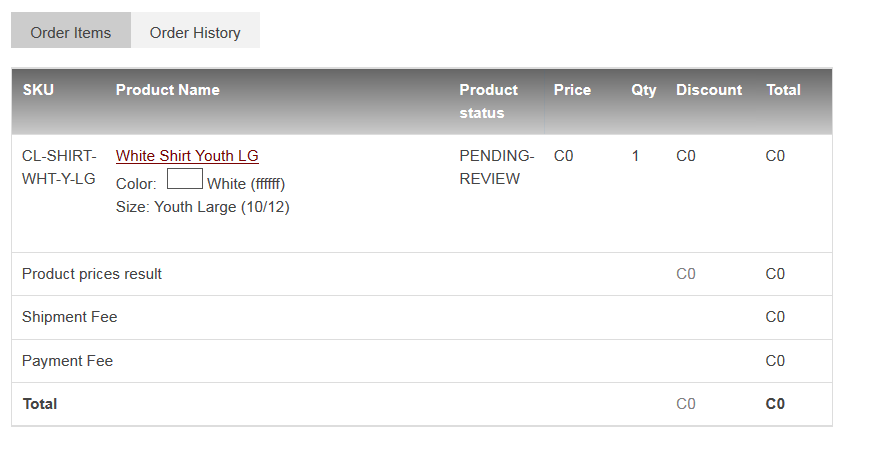 help order items list